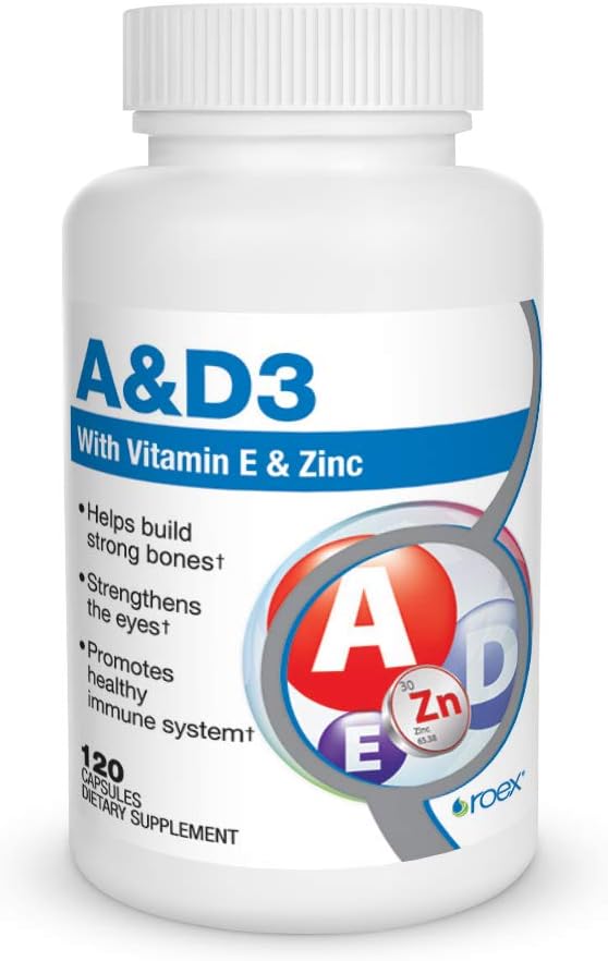 Roex vitamin A og D Plus E Nutritional- Supplement, 120 Tæl