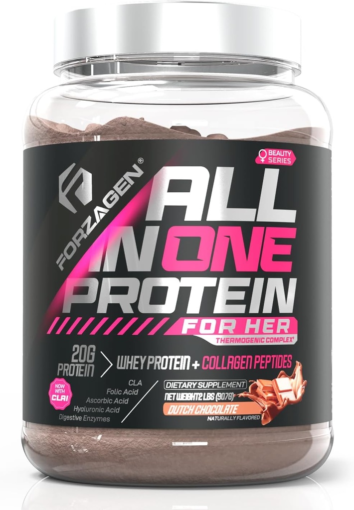 Forzagen All in One Protein for her 124; Women 's Protein Powder with Multi Collagen Peptider Dex124; Hydrolyzed Collagen Supplement, Gut Health, Great for Pre & Post Workout Tjenester