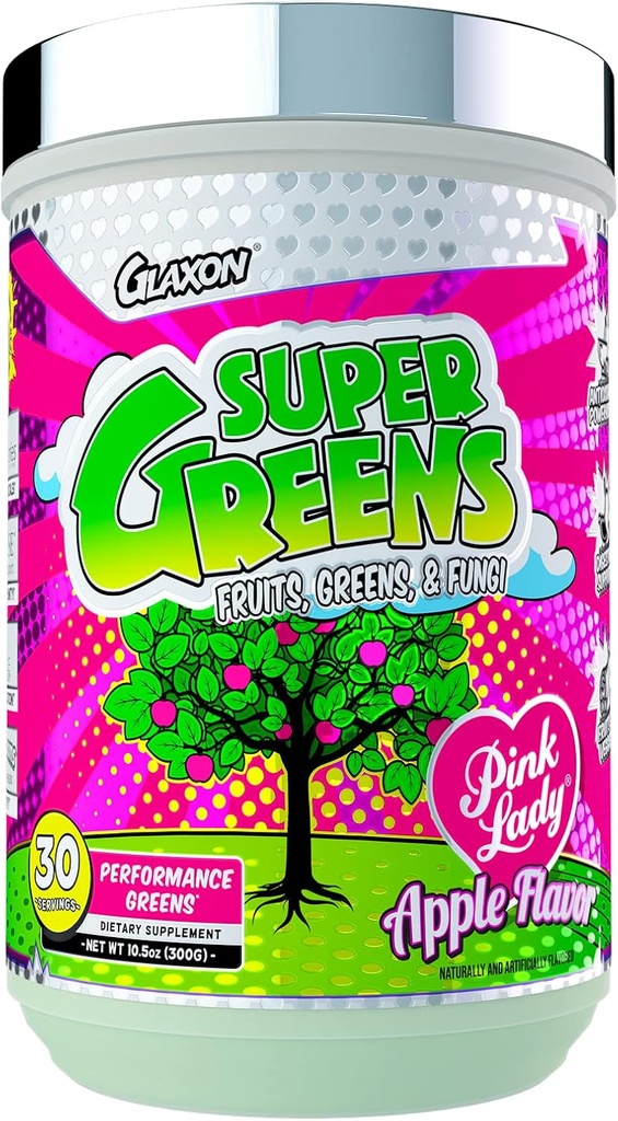 Super Greens Performance Green Formel 124; Great Tastinged Measures 124; Frugt Grønne & Fungi Measures 124; Antioxidant & Digative Support Measurement 124; Boost Immunity Measurement 124; Reducer inflation Measurement 124; 30 Serveringer (Pink Lady Apple, 10.5 oz.)