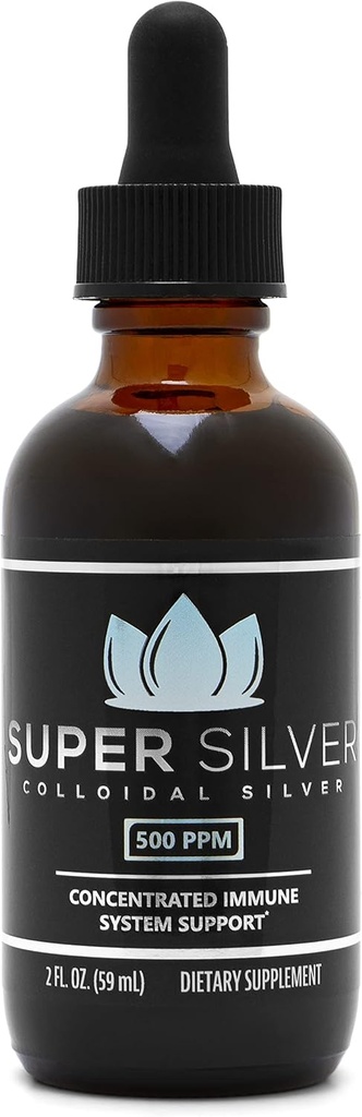 Super sølv 500 PPM kolloid sølv - 2 Ounce flaske med dråbetæller