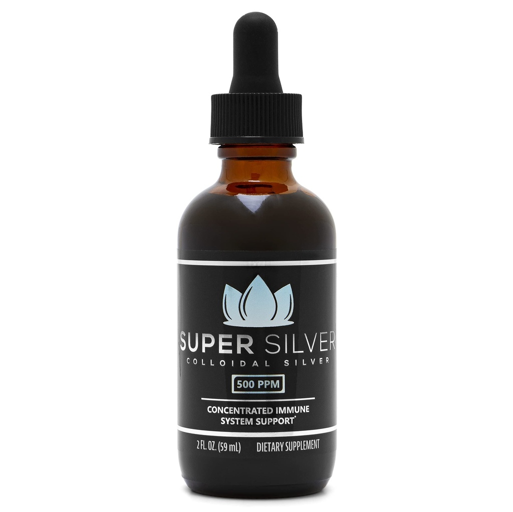 Super sølv 500 PPM kolloid sølv - 2 Ounce flaske med dråbetæller