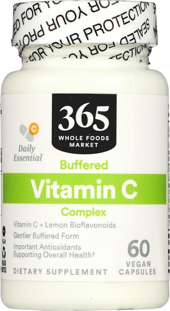 365 af Whole Foods Market, Buffered C Vitamin Complex, Vegan, 60 kapsler