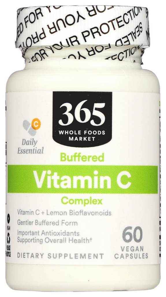 365 af Whole Foods Market, Buffered C Vitamin Complex, Vegan, 60 kapsler