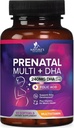 Prenatal Vitamin med folinsyre & DHA, Føtal Brain Development Support med Folate & Omega 3 s, Prenatal Multivitamin til kvinder, vitamin A, C, D, B6, B12 & Jern, Graviditet Supplement - 60 Softgels