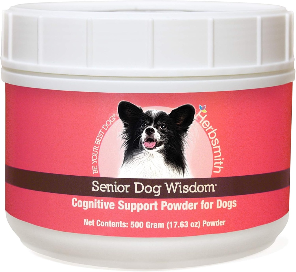 Herbsmith Senior Dog Visdom - Hundedemenstillæg - DHA for Senior Dog Brain Health - Senior Supplement for hunde - 500g