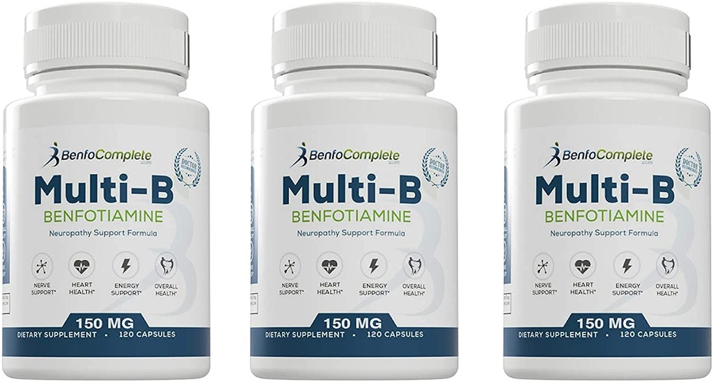 Benfotiamin Multi- B neuropati Support Formel til næringsmæssig støtte af neuropati - 360 kapsler - pakke med 3 flasker