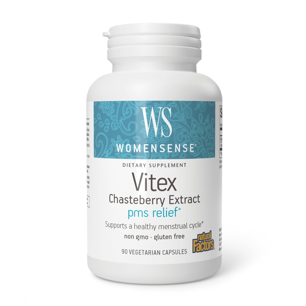 WomenSense by Natural Factors, Vitex Chasteberry Extract, Hjælper Sooth Symptomer på PMS og Menopause, 90 kapsler (90 portioner)