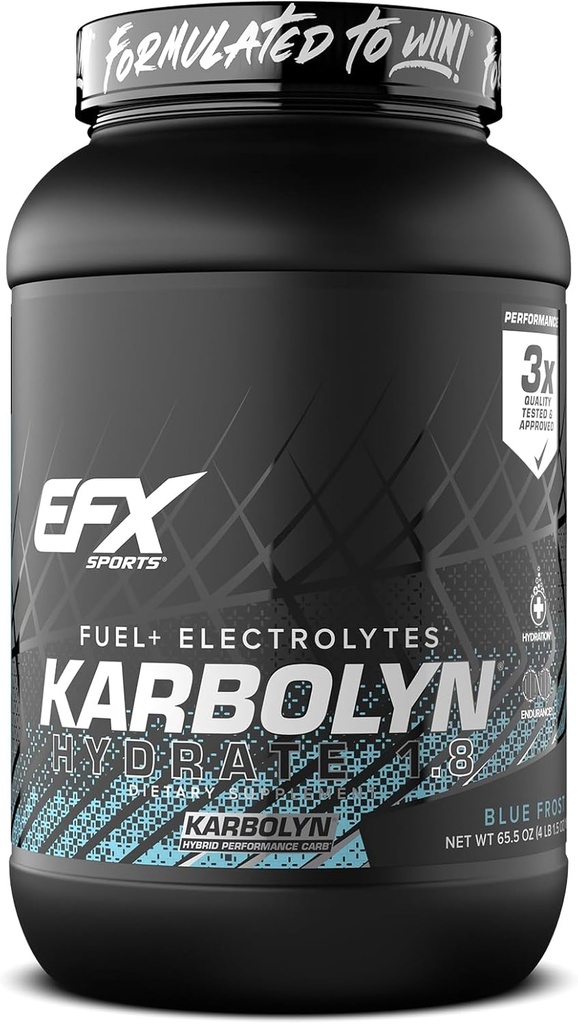 EFX Sports Karbolyn Hydrate Б124; Carbohydrat Powder + Elektrolytes Б124; Sugar Free Sports Drink Mix 124; Fuel & Hydration Б124; Stimulant Free Б124; 66 Servering (Blue Frost)