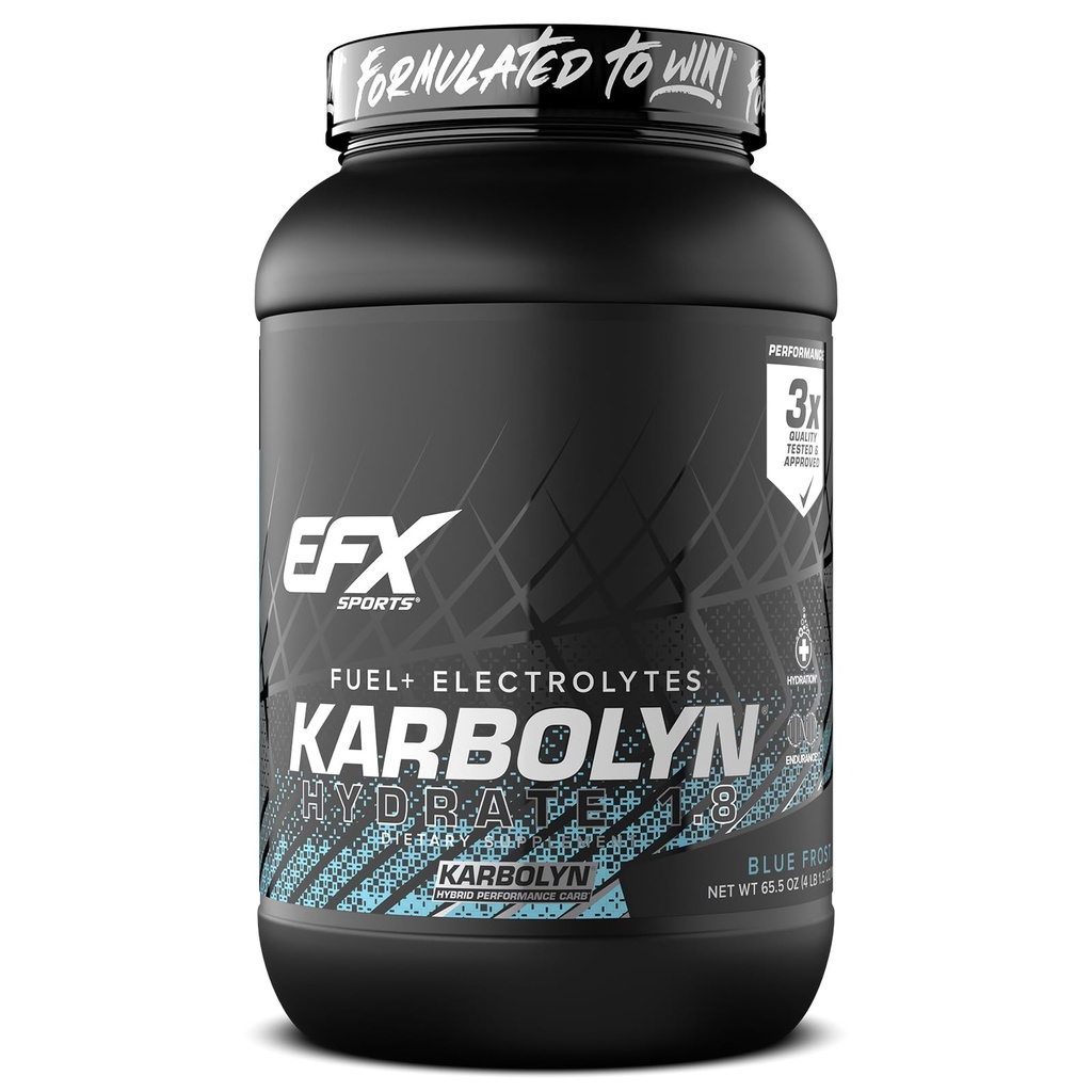 EFX Sports Karbolyn Hydrate Б124; Carbohydrat Powder + Elektrolytes Б124; Sugar Free Sports Drink Mix 124; Fuel & Hydration Б124; Stimulant Free Б124; 66 Servering (Blue Frost)