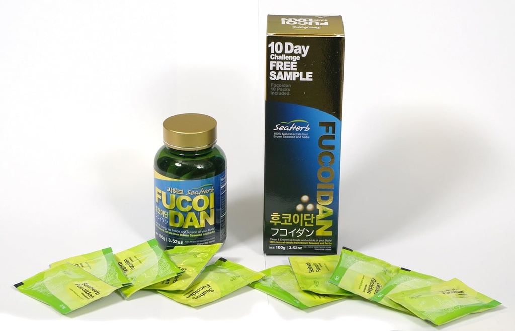 100% Natural Brown Seaweed Extract SeaHerb Fucoidan USFDA Passed (FDA ID CODE 2030950) (10Satchets + 100g)