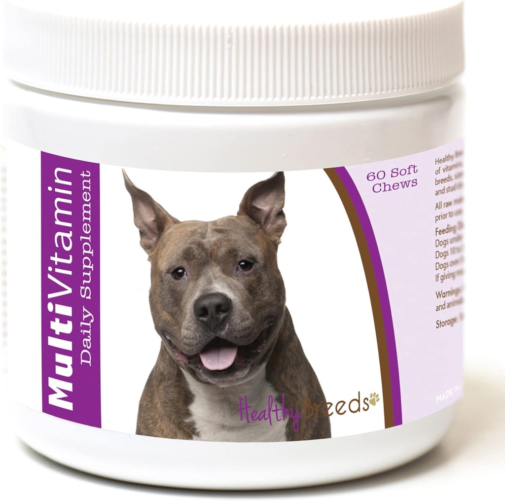 Sunde racer Amerikansk Staffordshire Terrier Multi- Vitamin Soft Chews 60 Greve