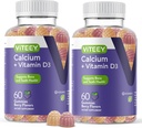 Calcium Gummier med vitamin D3 - Understøtter Bone Sundhed & Tooth Sundhed - Chewable Calcium Gummier for kvinder, Mænd & Teens - Kosher, Gluten Free, GMO fri, Tasty Berry Flavored Calcium Chews Gummy