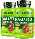 NATURELO Bariatric Multivitamin - En daglig med jern - Supplement til Post Gastric bypass Kirurgi Patienter - Natural Whole Food Nutrition - 60 Veggie kapsler (pakke med 2)