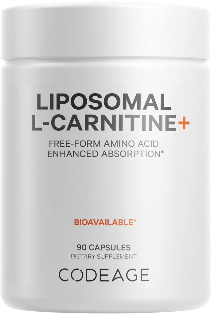 Kodeage Liposomal L- Carnitin + Supplement - 500 mg L- Carnitin L- Tartrat per servering - Free- Form Aminosyre - Carnitin - Liposomal Levering - Vegan, ikke- GMO, Gluten- Free - 90 Kapsler