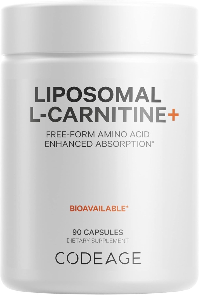 Kodeage Liposomal L- Carnitin + Supplement - 500 mg L- Carnitin L- Tartrat per servering - Free- Form Aminosyre - Carnitin - Liposomal Levering - Vegan, ikke- GMO, Gluten- Free - 90 Kapsler