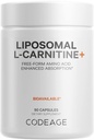 Kodeage Liposomal L- Carnitin + Supplement - 500 mg L- Carnitin L- Tartrat per servering - Free- Form Aminosyre - Carnitin - Liposomal Levering - Vegan, ikke- GMO, Gluten- Free - 90 Kapsler