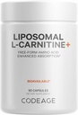 Kodeage Liposomal L- Carnitin + Supplement - 500 mg L- Carnitin L- Tartrat per servering - Free- Form Aminosyre - Carnitin - Liposomal Levering - Vegan, ikke- GMO, Gluten- Free - 90 Kapsler