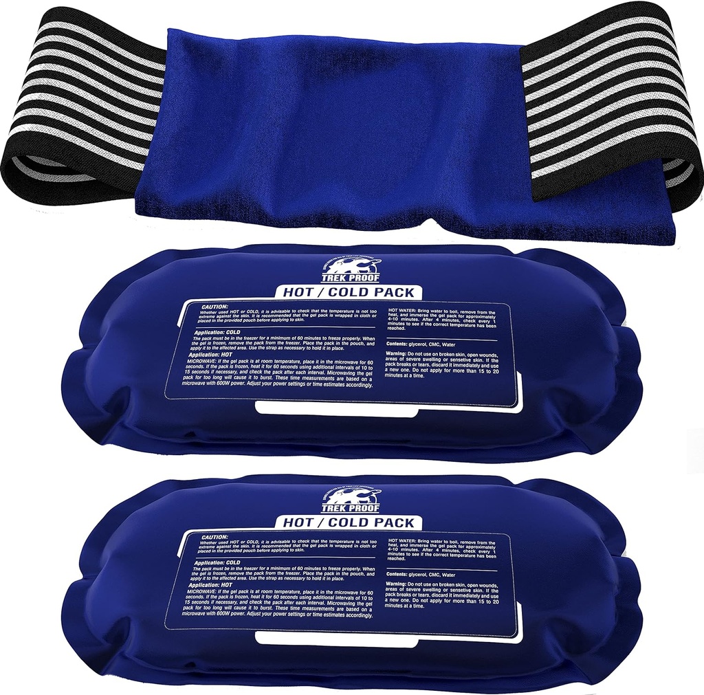 Ispakninger til skader Genanvendelige (3- stykke sæt) - Varm og kold ispakterapi Gel Wrap Support - Understøtter inddrivelse, fælles og muskelsmerter - Knætter, Tilbage & Mere (3 stykke sæt - Classic)