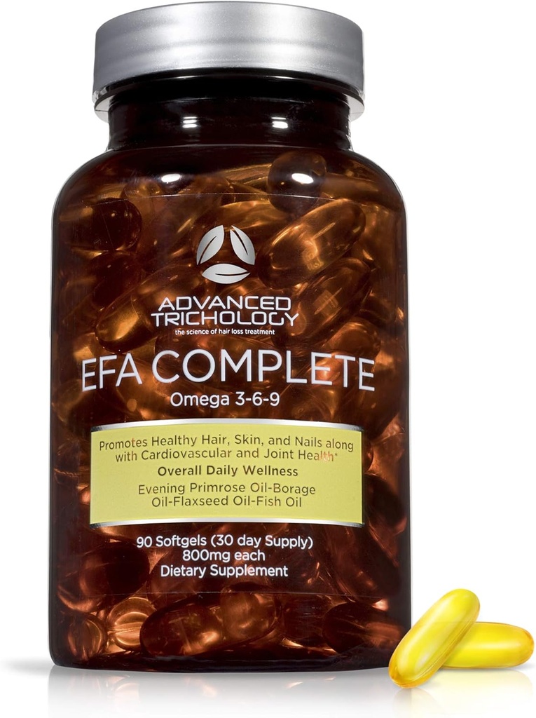 EFA Komplet med Optimal Omega 3 6 9 Niveauer af Potency Hør Olie, Fish Oil, Borage Oil, og Aften Primrose Oil 800mgs (90count) 3. part Testet - Høj i GLA og 369 Omegas