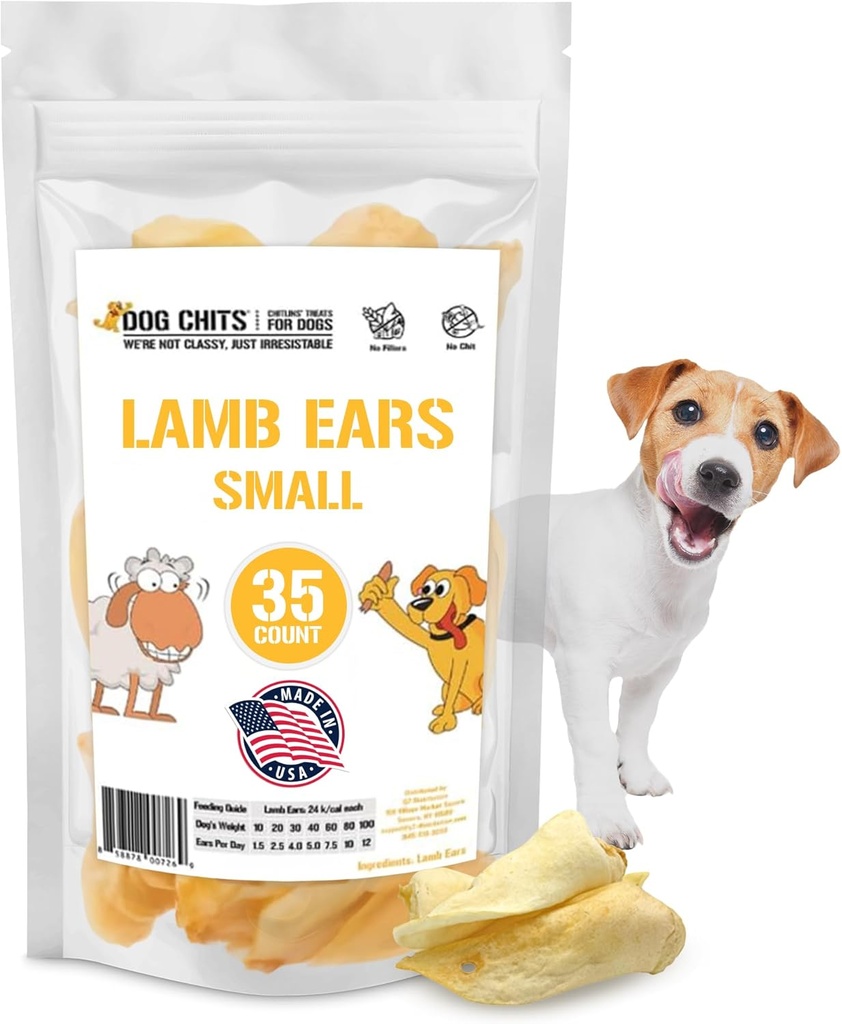 Hund Chits Lam Øre til hunde - 100% naturlige bagte lam Øre Hund Treats - Grain-Free, High Protein, Lavere fedt uddannelse tykkere - tandpleje & fælles støtte - for mellemstore og små pups - 35 Pack