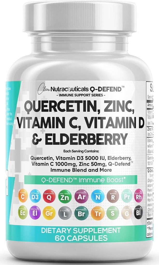 Rene nukleosteroider Quercetin Zinkvitamin C Vitamin D Bromelain Elderberry - Lung immunforsvar supplement voksne med Artemisinin, Sea Moss, Echinacea, Allergy Relief