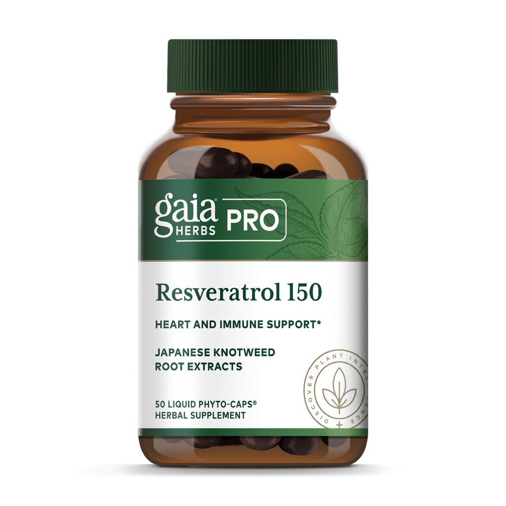 GAIA HERBS PRO Resveratrol 150 - Tilbud Heart Health & immunforsvar - Indeholder japansk Knotweed - Vegan, Soy- Free & Gluten- Free - 50 flydende Phyto- Caps (25 Servere)