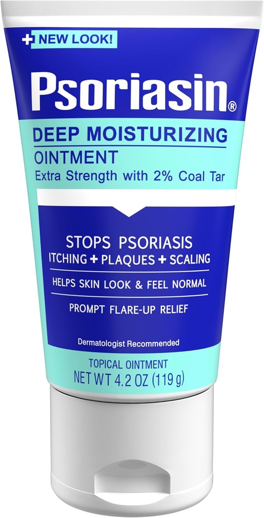 Psoriasin Deep Moisturizing Salve - 2% Coal Tar - Stopper Psoriasis Kløe, Skalering, Rødme - 4.2 oz