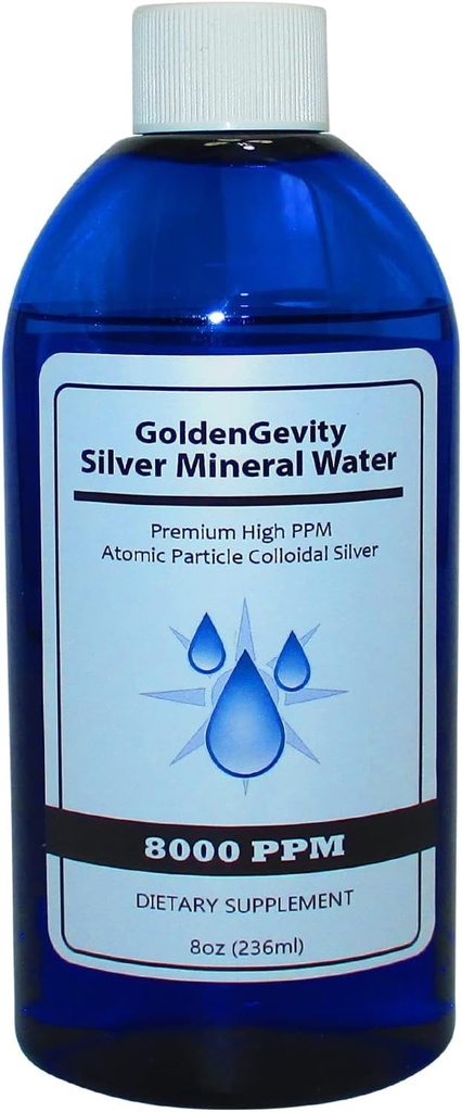 8000 PPM Bioactive Atomic Colloidal Silver, 8 oz - 124; Non- Toxic, Non- GMO Trace Mineral immun Support Supplement