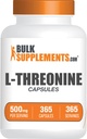 Bulkadditions.com L- Threonine Capsules - L- Threonin Supplement, Threonin 500mg - Aminosyretilskud, Gluten Free, 1 Kapsel per servering, 365 Kapsler (pakning med 1)