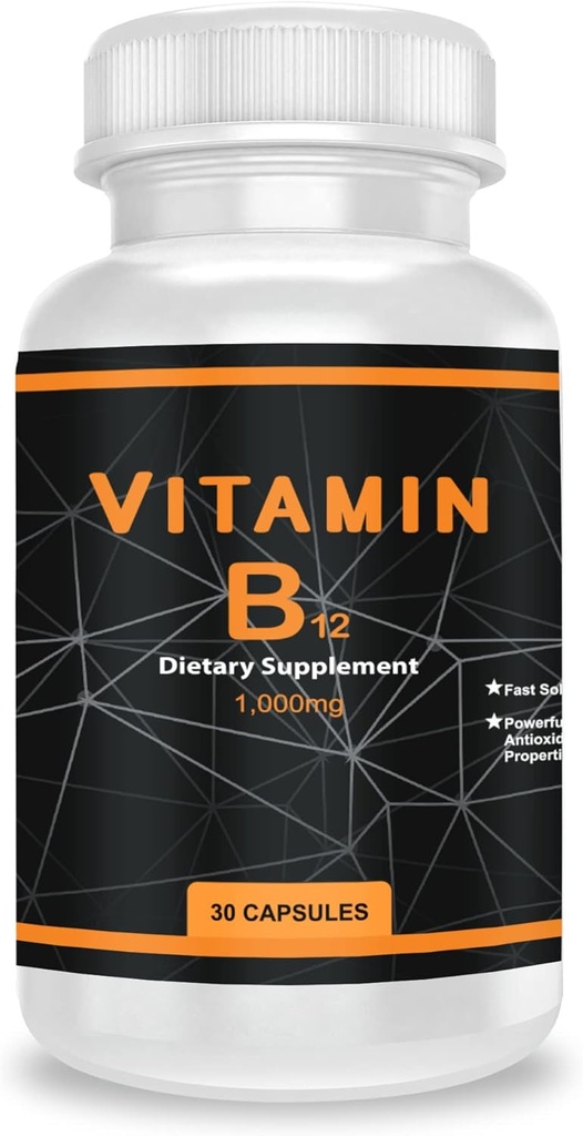 QEI Vitamin B12 1000mg, Supports Energy Metabolism and Nervous System Maintainance, Vitamin Supplement, 30 Capsules