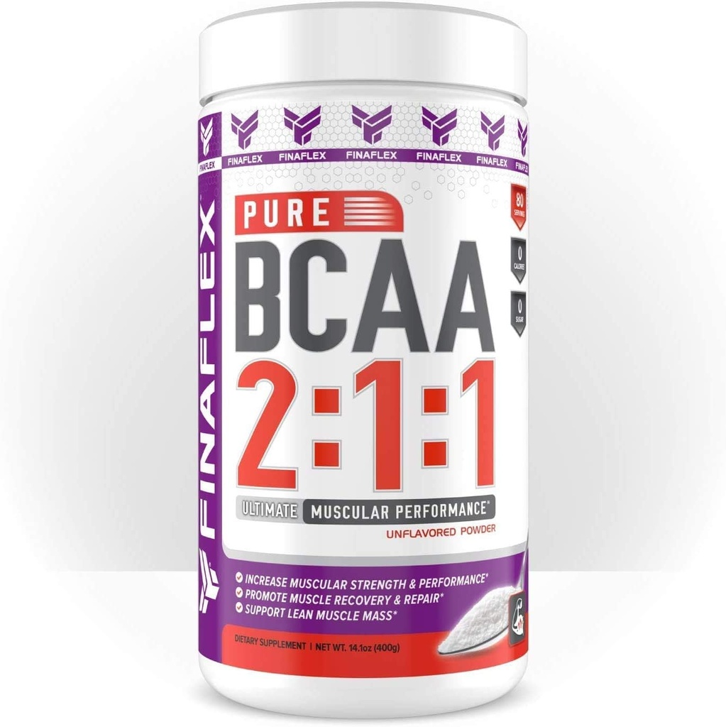 FINAFLEX Pure BCAA 2: 1: 1, Unflavored - 14.1 oz - fremmer styrke, inddrivelse & ydeevne - med 2: 1: 1 Ratio af Leucin, Isoleucin & Valine + C-vitamin - 80 Servere