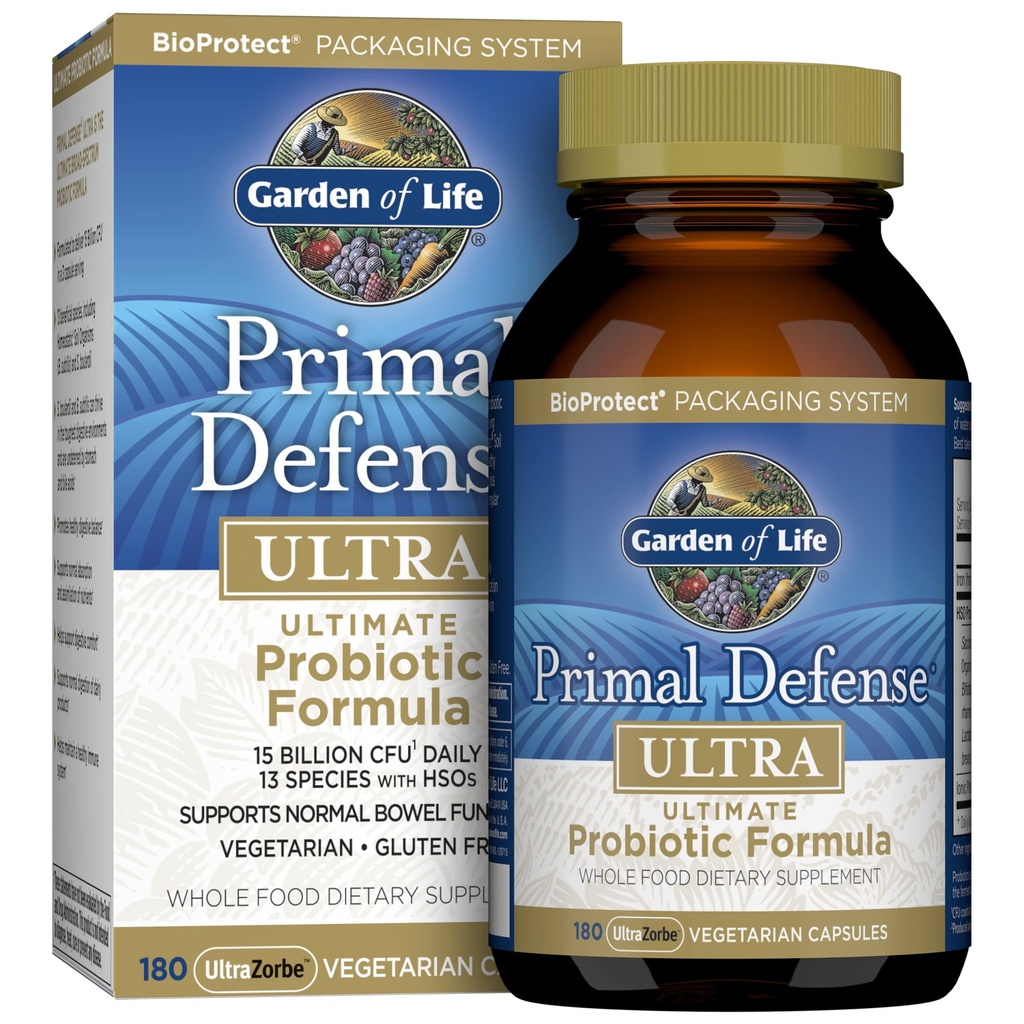 Have af liv Probiotika til fordøjelse sundhed og Gut sundhed balance, Primal Defense Ultra Ultimate Formel, 15 Millioner CFU og 13 Stammer Plus HSO, Vegetarisk og Gluten Gratis, 180 Kapsler