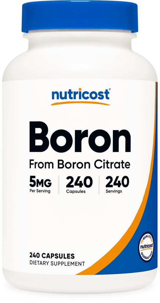 Nutricost Boron Kapsler 5mg, 240 Vegetariske Kapsler - Gluten fri og ikke-GMO