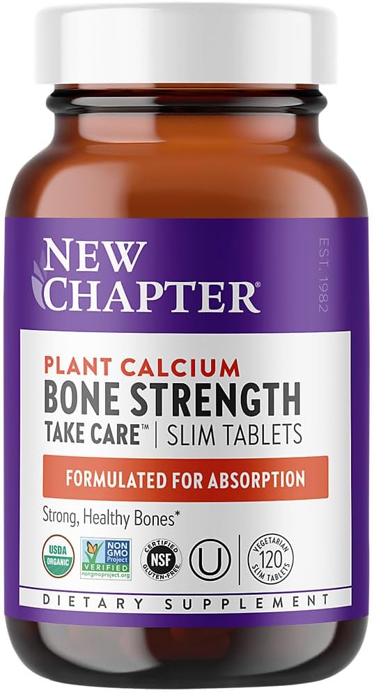 Nyt kapitel Calcium supplement â €"Bone Strength Organic Plant Calcium med vitamin K2 + D3 + Magnesium, Vegetar, Gluten Free - 120 tæller (40 dages forsyning)