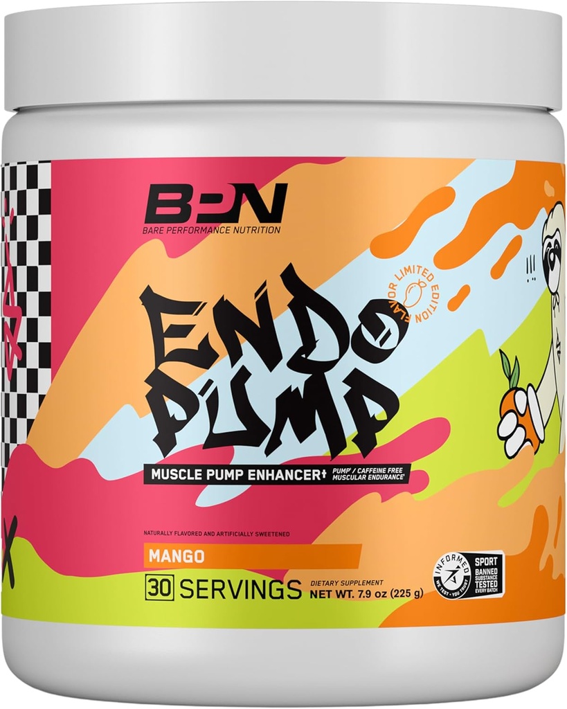 BARE YDEEVNE NETRITION, BPN Endopump Pre- workout Muskelpumpe Enhancer w / L-Citrullin, Øget blodgennemstrømning / oxygen transport til musklerne, 30 Servering, Mango