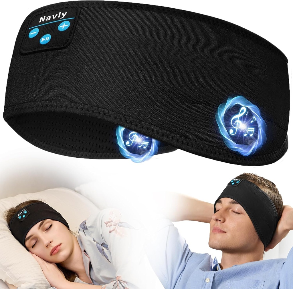 Navly Sleep Headphones, 10Hrs Sport Headband med Soft Cozy Earbudons Komfortable, Headphones Headband med Ultra-Thin HD Stereo højttalere Perfekt til træning, Løbetræning, Yoga, Rejser