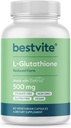 BESTVITE L- Glutathione 500mg w Setria (60 Veggie caps) - Ingen Stearates - Vegan - Gluten Free - Ikke GMO