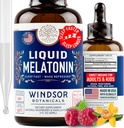 Flydende Melatonin til voksne og børn 6 år op - 3 mg Melatonin Drops Ekstra styrke Flydende sovestøtte - Hurtig Absorbtion, Raspberry Vanilla Flavor Melatonina - 2oz, 2- Måned Supply, Made in USA