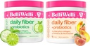 Daglig Fiber Supplement Bundle med Collagen, Probiotika, Elektrolyter & Hydration Support - Cuckumber Lime Mint & Peach Mango Flavors - fremmer fordøjelse, hud sundhed, Gut Balance - 32 Serveringer