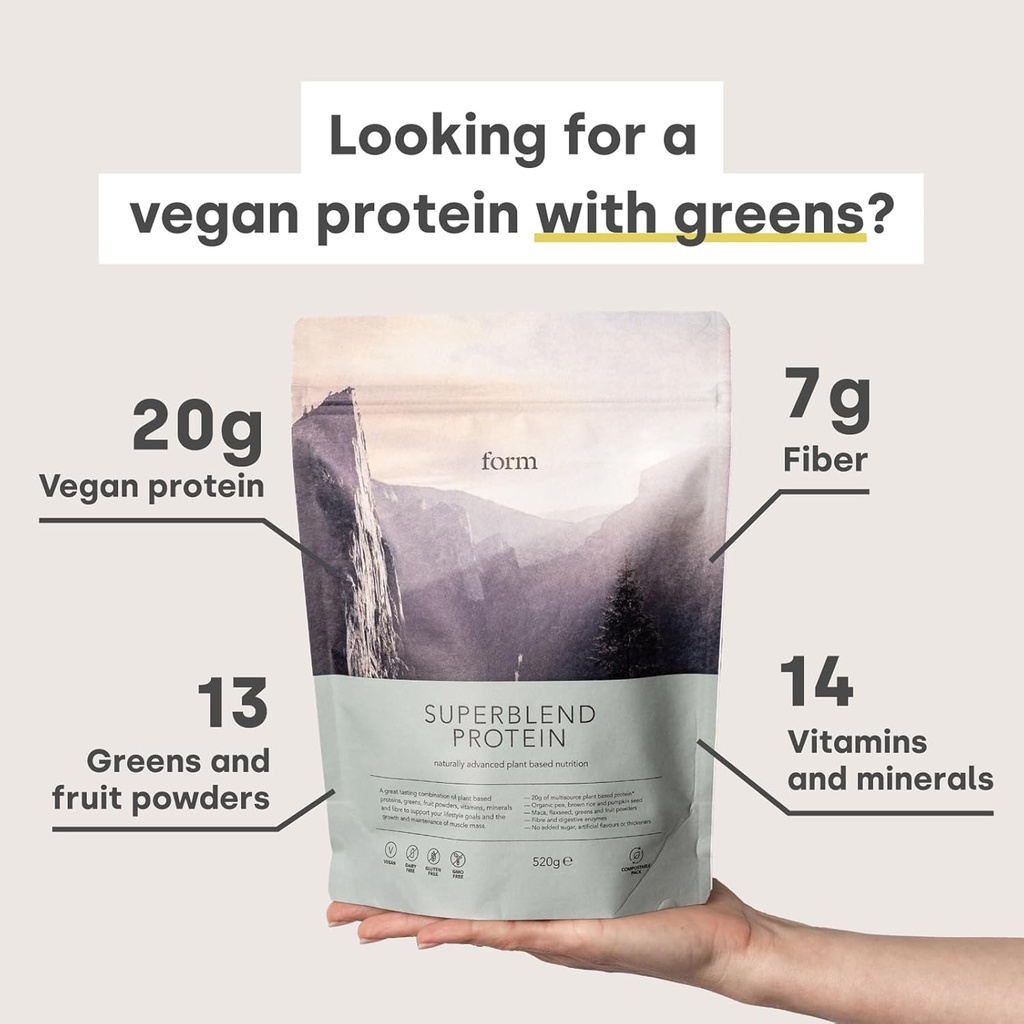 Form Superblanding Protein - Vegan Protein Powder med superfood, vitaminer og mineraler - 20g Plantebaseret Protein per servering (Chocolate Peanut)