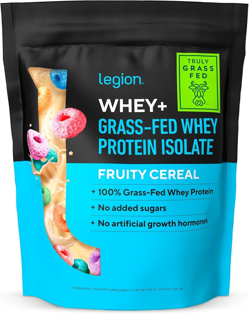 LEGION Whey + Protein Whey Isolate from Grass Fed Cows - Whey Protein Isolate Powder Low Calorie, Non- GMO, Sugar Free, Lactose and Gluten Free, All Natural Protein Powder for Men & Women, (30 Servere)