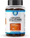 Solsikke Lecithin 1200 MG 100 Softgel, 100- Day Supply Garanteret Pure, Non- GMO, Soy- Free, Understøtter hjerne, hjerte, nerve, leversundhed, kognitiv funktion, sund Cholesterol, høj Absorption Formel