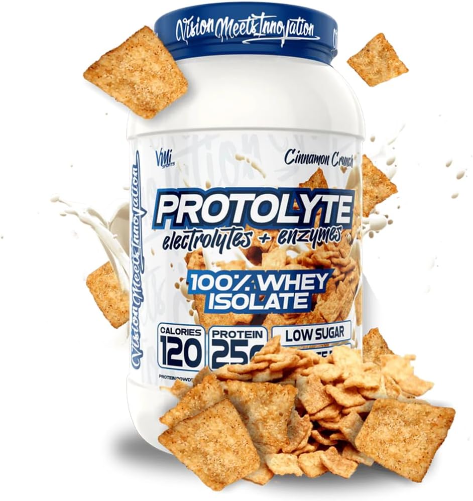 VMI Sports Measures 124; ProtoLyte Whey Isolere Protein Pulver Measurement 124; Lav kalorie Whey til vægttab og muskel Gain Measurement 124; fordøjelsesbesvær Enzymes Measurement 124; Non- GMO (1,6 LB, kanel Crunch)
