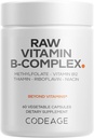 Kodeage Raw Vitamin B- Complex Supplement - Essential B Vitamin med Probiotika, fordøjelsesenzymer, Frugter & Grøntsager - 2 - Måned Supply - Methylfolat - Biotin - Vitamin B12 - Non- GMO - 60 Kapsler