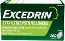 Extradrin Extra Strength Pain Relief Caplets for Headache Relief, Acetaminophen 250 mg, Aspirin 250 mg, Koffein 65mg, Pain Reliever, 200 Count