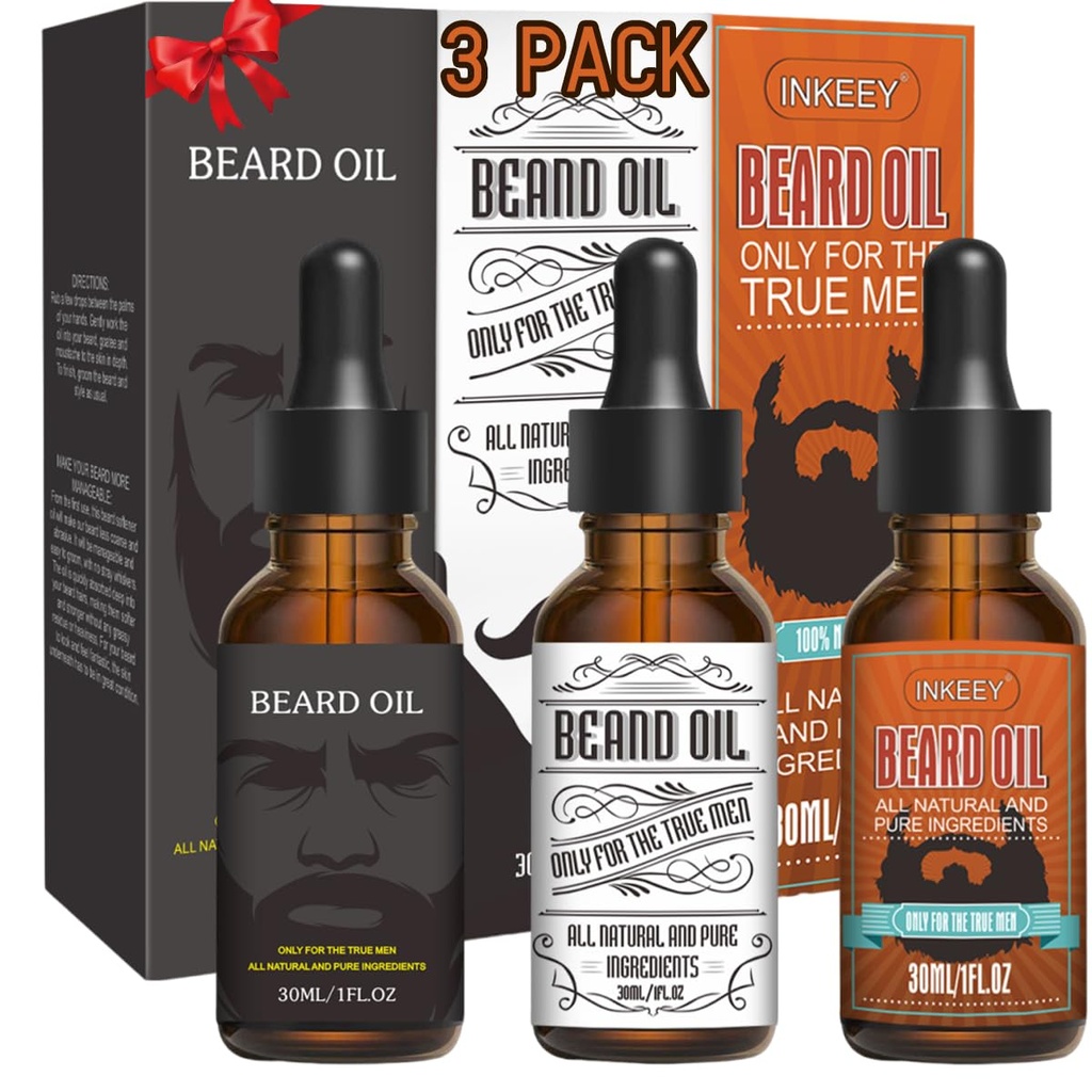 3 Pack skæg olie til mænd, Conditioning og fugtgivende for bedre skæg vækst - gavesæt (Fengyin Green Tea / Glamour bevægelse / Azure)