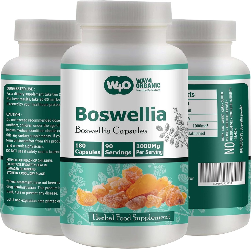 Boswellia Capsules 500mg 180 Capsules 90 Days Servering (pakning med 1)