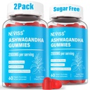 Ashwagandha Gummies, Magnesium Glycinate Gummies 2000mg for voksne, Vitamin B6, Zink, Rhodiola Rosea, Lemon Balm, Afslapning Support, Natural Zzz, Brain, Muscle, Stamina, Energi, Sukker Free
