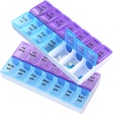 Ugentlig Pill Organizer 2 gange en dag Pill Box Stor kapacitet AM PM Medicin Container Fish Olies Vitamin Pill Dispenser Supplement Holder (2 PCS)