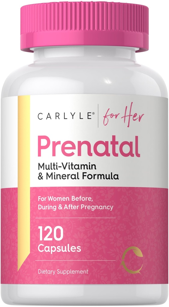 Carlyle prænatale vitaminer til kvinder; 120 kapsler; 124; Multivitamin og Mineral Formel med folinsyre; 124; Non- GMO og Gluten Free Supplement; 124; for hende